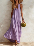 NexBuy™ Cotton-Linen Resort Vest Dress