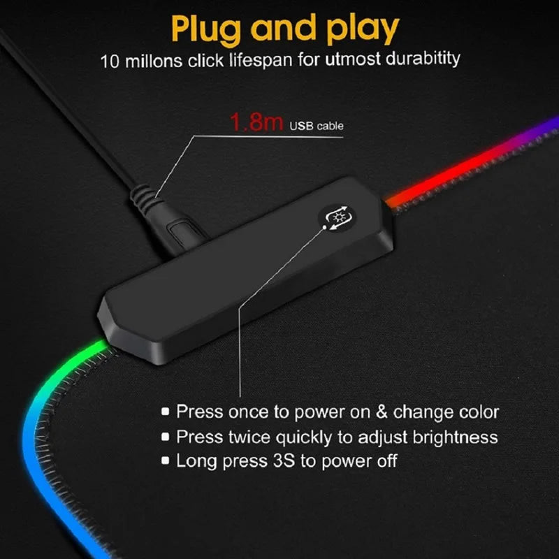 NexBuy RGB Glow Gaming Desk Mat – LED Mouse Pad with Anti-Slip Base