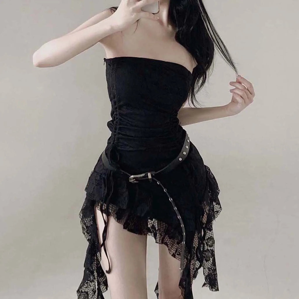 NexBuy™ Lace-Patchwork Asymmetrical Tube Dress