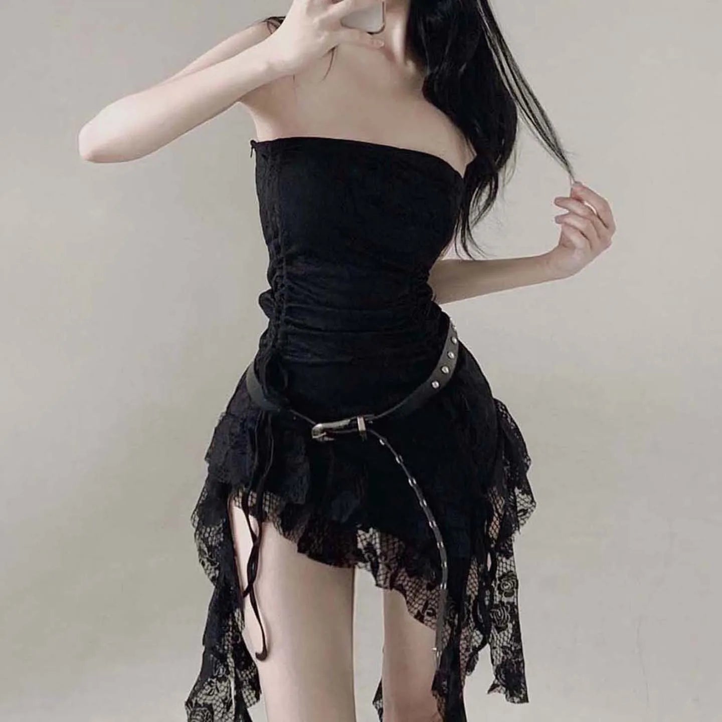 NexBuy™ Lace-Patchwork Asymmetrical Tube Dress