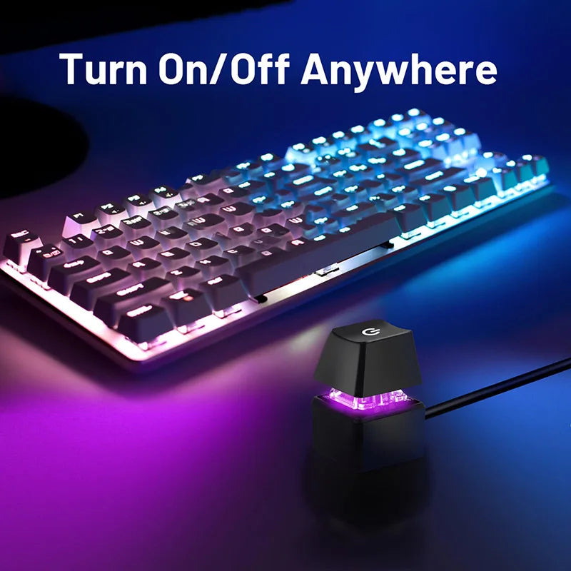 NexBuy™ RGB PC Power Switch Button — Remote On/Off & Reset, Mechanical Key, 1.8m Cable