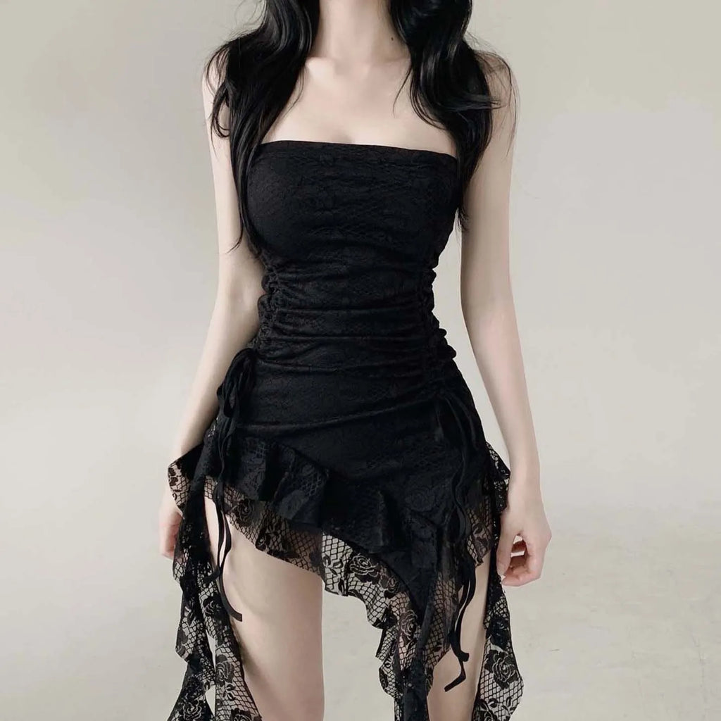 NexBuy™ Lace-Patchwork Asymmetrical Tube Dress