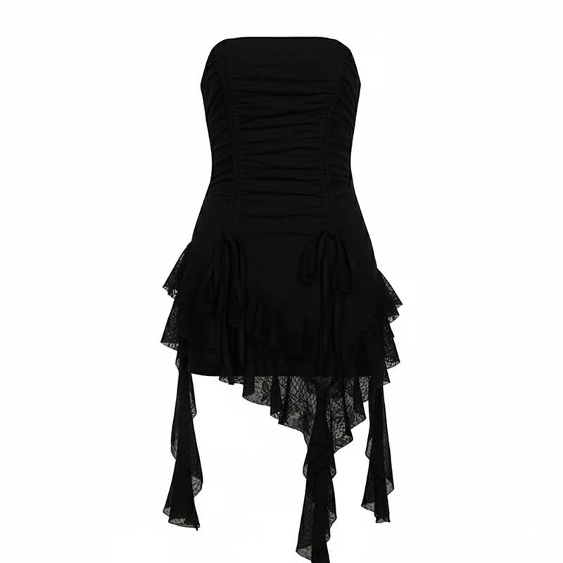 NexBuy™ Lace-Patchwork Asymmetrical Tube Dress