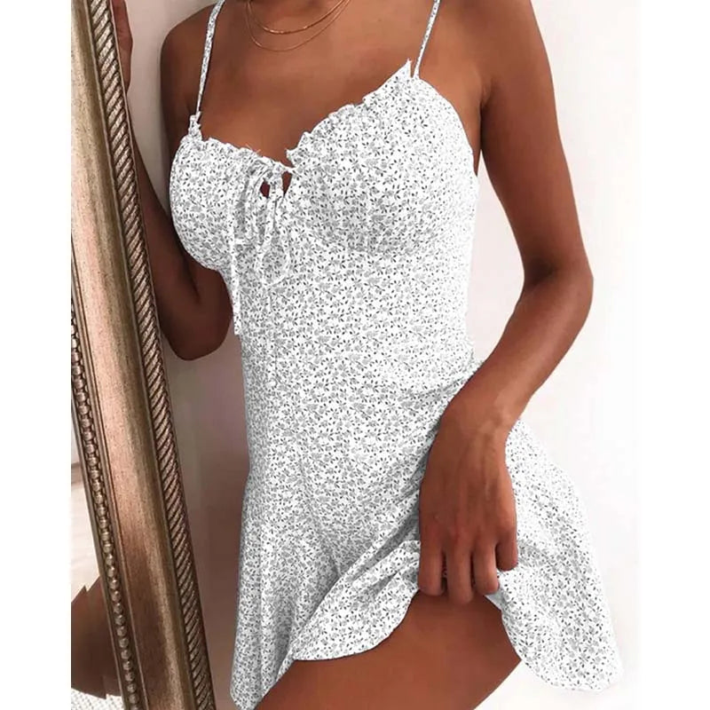 NexBuy™ Floral Backless A-Line Mini Dress