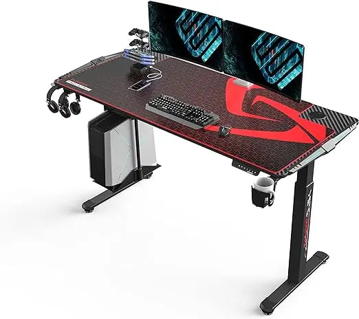 NexBuy RGB Gaming Desk – Height Adjustable, 65" Carbon Fiber Surface, LED Lights