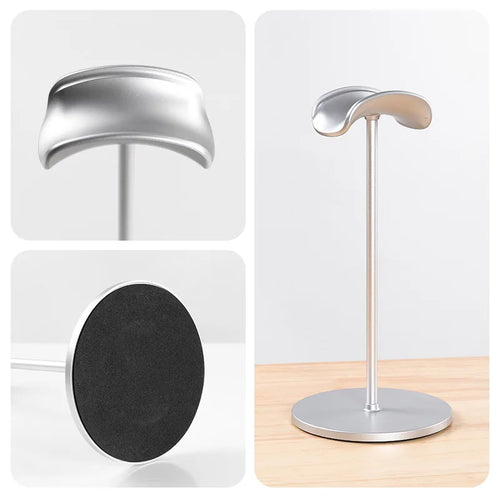 NexBuy™ Aluminum Alloy Headset Stand — Anti-Slip Gaming Headphone Holder for AirPods Max, Silver & Black