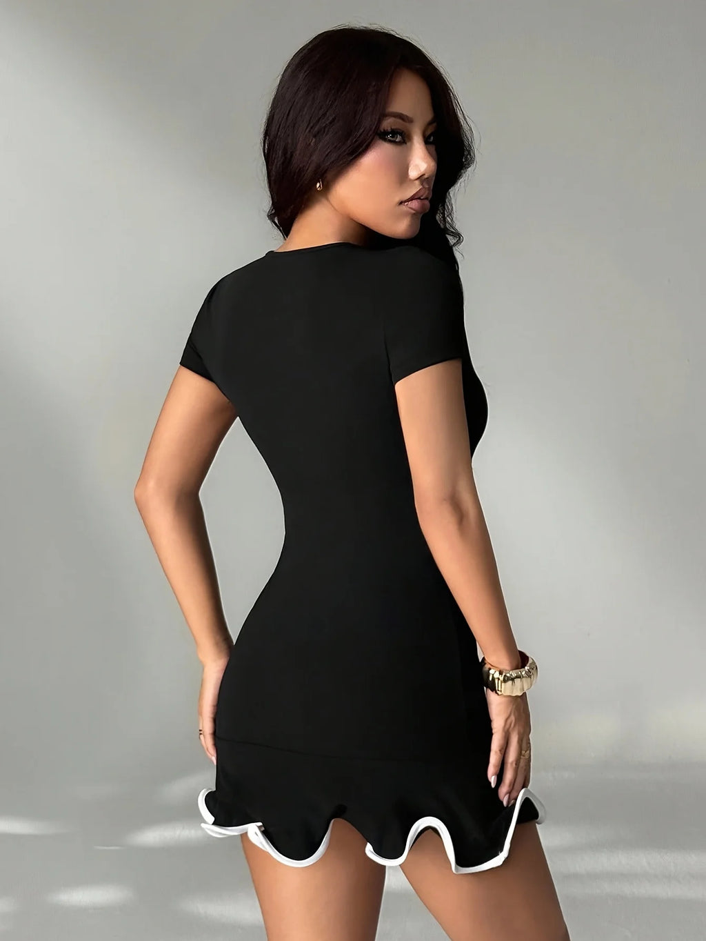 NexBuy™ Ruffled Slim-Fit Mini Dress